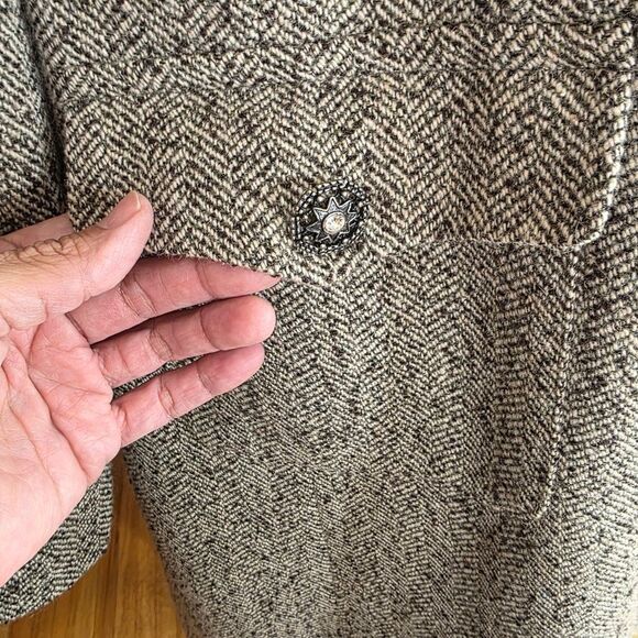 Vintage Style Signature By Larry Gray Texured Coat Set With Wide Legged Trousers - Picture 12 of 16